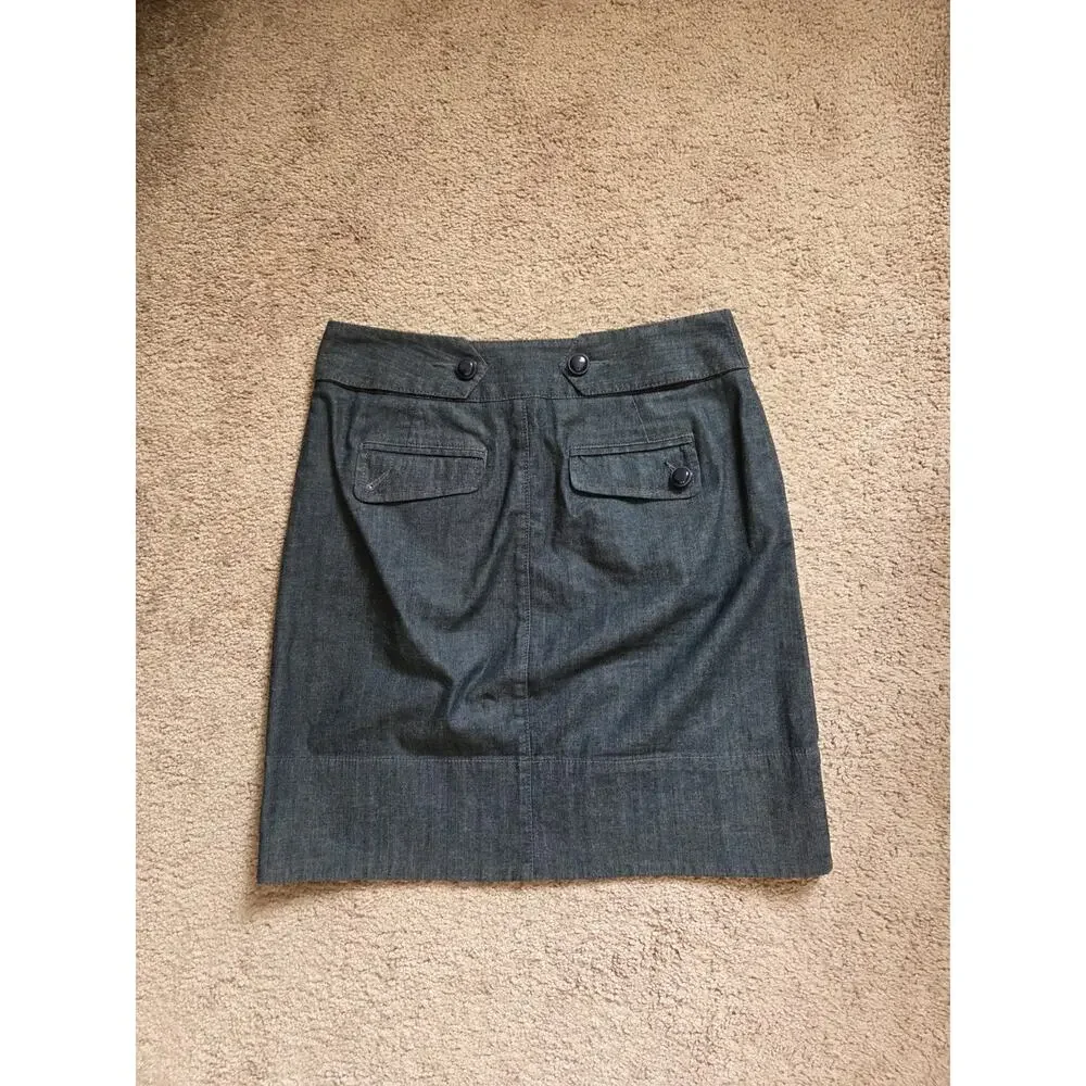 Idra Anthropologie Dark Gray Denim Look Pocket Buttons Mini Skirt, Size 4
